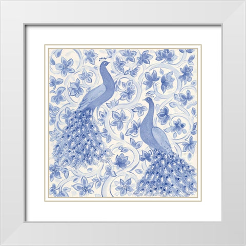 Peacock Garden II White Modern Wood Framed Art Print with Double Matting by Thomas, Miranda