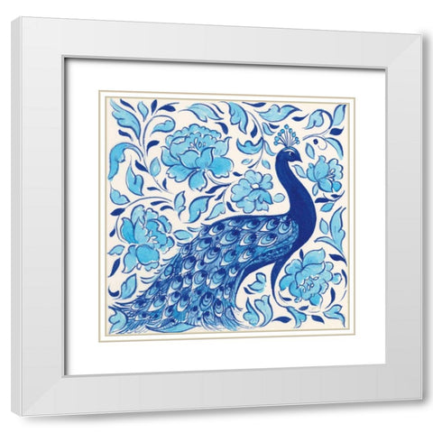 Peacock Garden IV White Modern Wood Framed Art Print with Double Matting by Thomas, Miranda