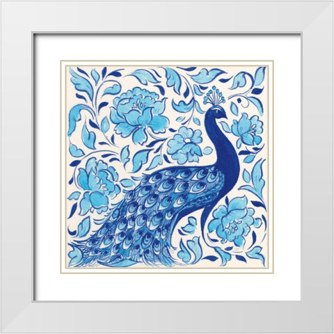 Peacock Garden IV White Modern Wood Framed Art Print with Double Matting by Thomas, Miranda