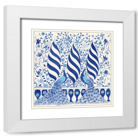 Peacock Garden V White Modern Wood Framed Art Print with Double Matting by Thomas, Miranda