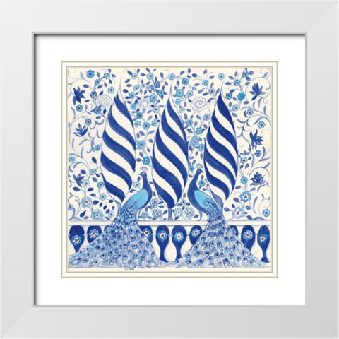 Peacock Garden V White Modern Wood Framed Art Print with Double Matting by Thomas, Miranda