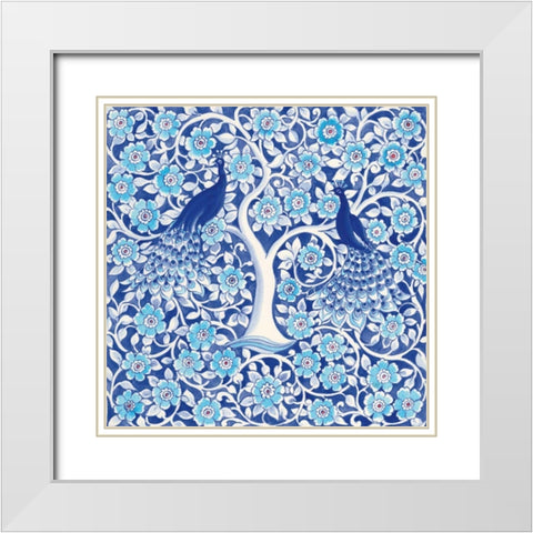 Peacock Garden VII White Modern Wood Framed Art Print with Double Matting by Thomas, Miranda