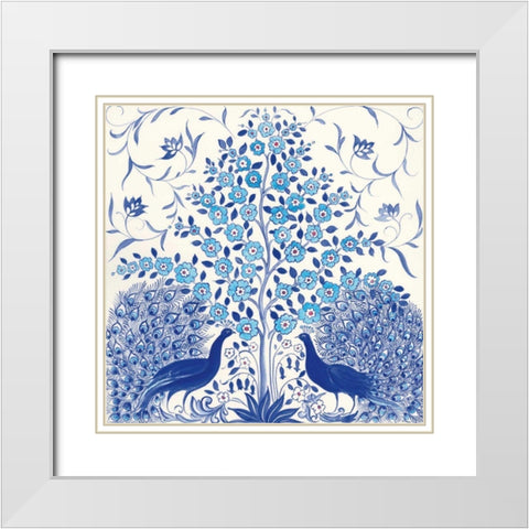 Peacock Garden VIII White Modern Wood Framed Art Print with Double Matting by Thomas, Miranda