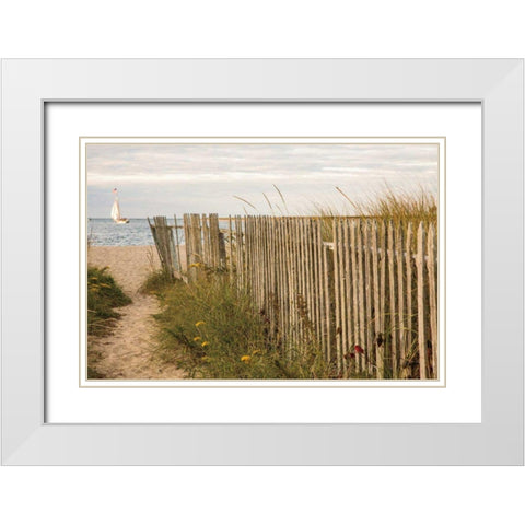 Along the Fence II White Modern Wood Framed Art Print with Double Matting by Aledanda