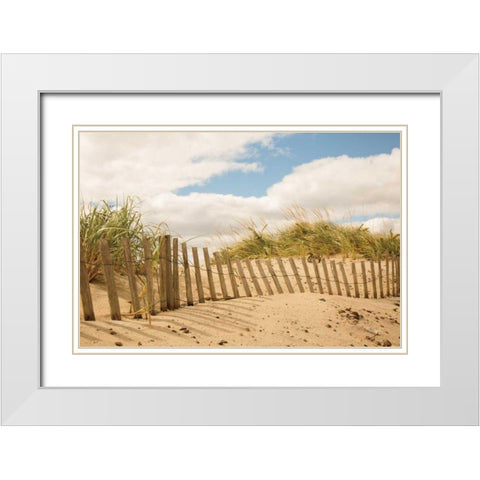 Beach Dunes I White Modern Wood Framed Art Print with Double Matting by Aledanda