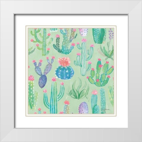 Bohemian Cactus Step 01C White Modern Wood Framed Art Print with Double Matting by Urban, Mary