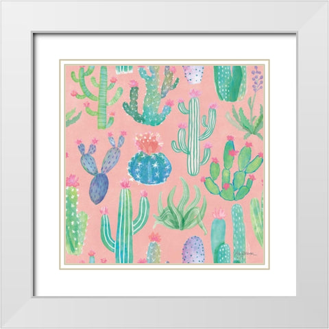 Bohemian Cactus Step 01D White Modern Wood Framed Art Print with Double Matting by Urban, Mary