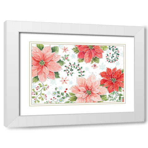 Country Poinsettias I White Modern Wood Framed Art Print with Double Matting by Brissonnet, Daphne