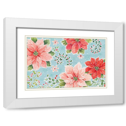 Country Poinsettias I Blue White Modern Wood Framed Art Print with Double Matting by Brissonnet, Daphne