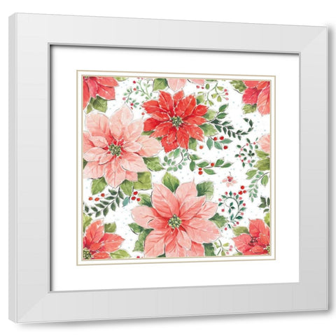 Country Poinsettias Step 02A White Modern Wood Framed Art Print with Double Matting by Brissonnet, Daphne