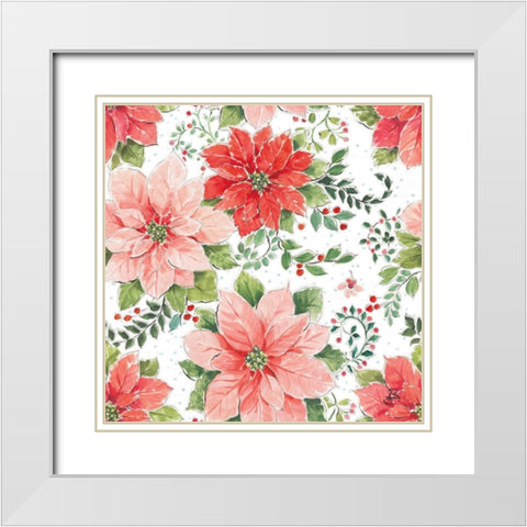 Country Poinsettias Step 02A White Modern Wood Framed Art Print with Double Matting by Brissonnet, Daphne