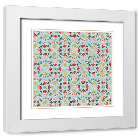 Country Poinsettias Step 05B White Modern Wood Framed Art Print with Double Matting by Brissonnet, Daphne