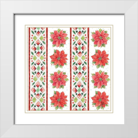 Country Poinsettias Step 06A White Modern Wood Framed Art Print with Double Matting by Brissonnet, Daphne