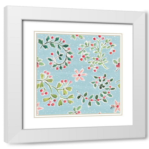 Country Poinsettias Step 07B White Modern Wood Framed Art Print with Double Matting by Brissonnet, Daphne