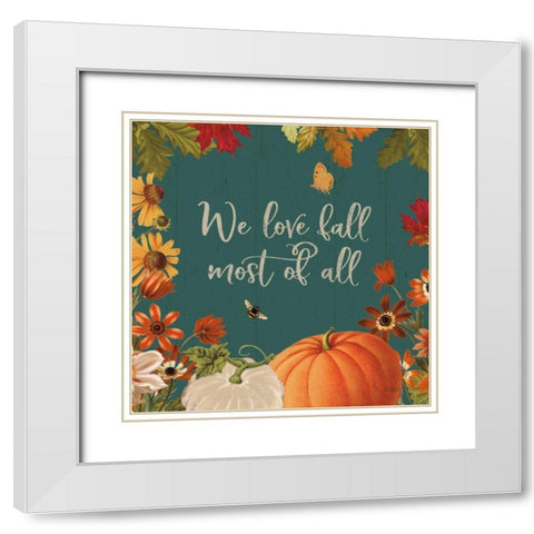 Fall Garden II Teal White Modern Wood Framed Art Print with Double Matting by Pertiet, Katie