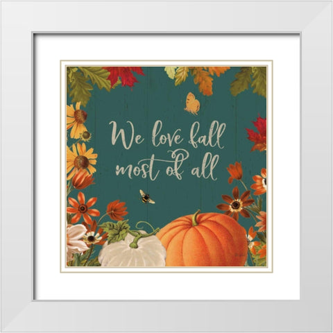 Fall Garden II Teal White Modern Wood Framed Art Print with Double Matting by Pertiet, Katie