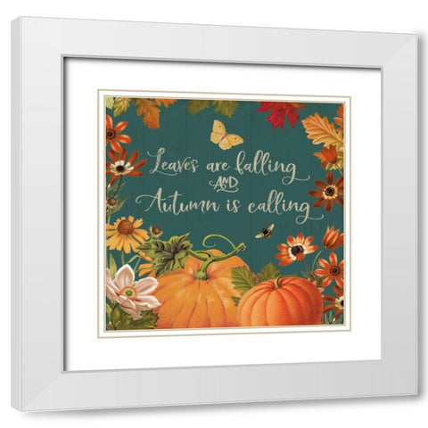 Fall Garden III Teal White Modern Wood Framed Art Print with Double Matting by Pertiet, Katie