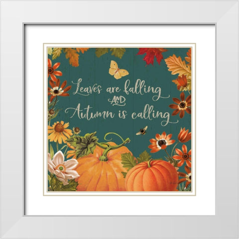 Fall Garden III Teal White Modern Wood Framed Art Print with Double Matting by Pertiet, Katie