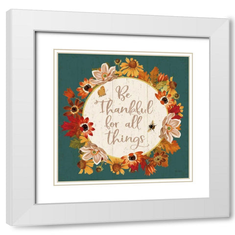 Fall Garden IV Teal White Modern Wood Framed Art Print with Double Matting by Pertiet, Katie