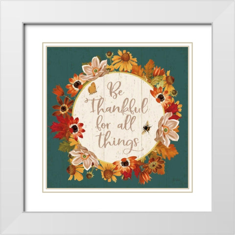 Fall Garden IV Teal White Modern Wood Framed Art Print with Double Matting by Pertiet, Katie