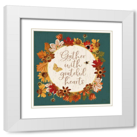 Fall Garden V Teal White Modern Wood Framed Art Print with Double Matting by Pertiet, Katie