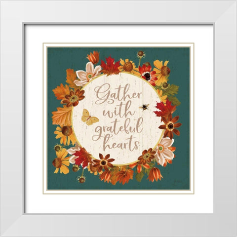 Fall Garden V Teal White Modern Wood Framed Art Print with Double Matting by Pertiet, Katie