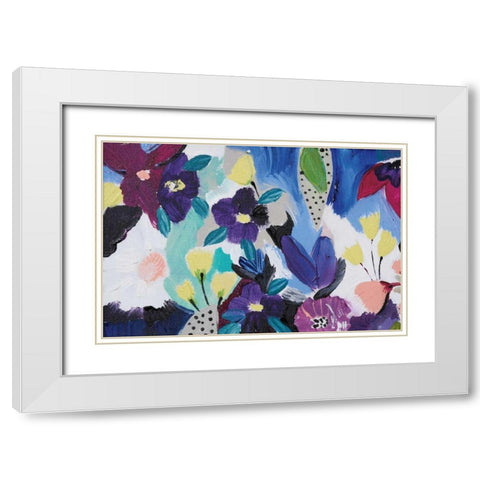 Happy Flower Bar I White Modern Wood Framed Art Print with Double Matting by Davis, Joan E.