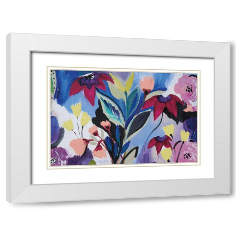 Happy Flower Bar II White Modern Wood Framed Art Print with Double Matting by Davis, Joan E.