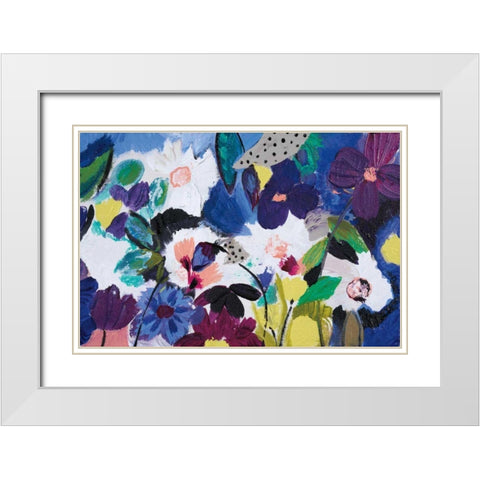 Happy Flower Bar III White Modern Wood Framed Art Print with Double Matting by Davis, Joan E.