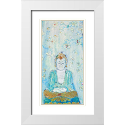 Buddha White Modern Wood Framed Art Print with Double Matting by Day, Kellie