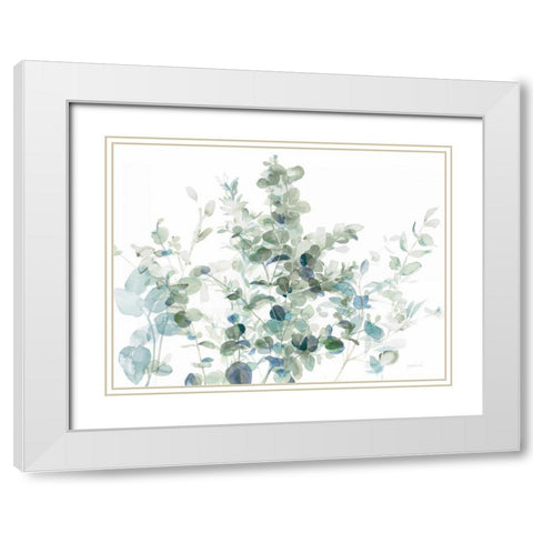 Eucalyptus I Cool White Modern Wood Framed Art Print with Double Matting by Nai, Danhui