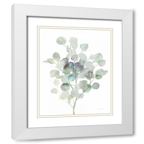 Eucalyptus III Cool White Modern Wood Framed Art Print with Double Matting by Nai, Danhui