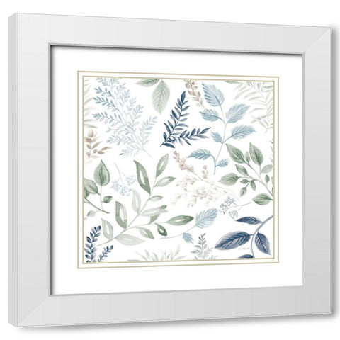 Sketchbook Garden Pattern III Cool White Modern Wood Framed Art Print with Double Matting by Nai, Danhui