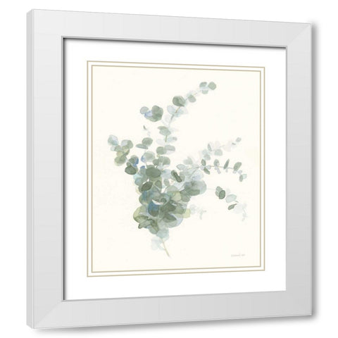 Scented Sprig II Cool White Modern Wood Framed Art Print with Double Matting by Nai, Danhui