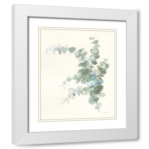 Scented Sprig III Cool White Modern Wood Framed Art Print with Double Matting by Nai, Danhui