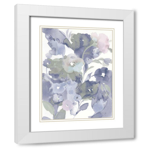 Jewel Garden I Blue White Modern Wood Framed Art Print with Double Matting by Nai, Danhui