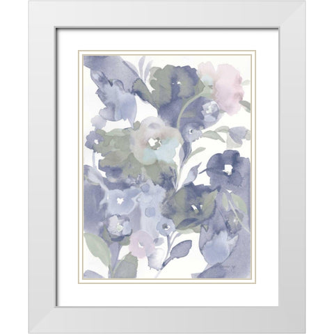 Jewel Garden I Blue White Modern Wood Framed Art Print with Double Matting by Nai, Danhui