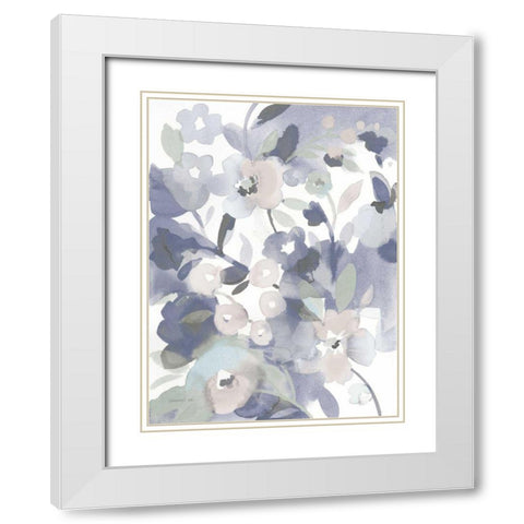 Jewel Garden II Blue White Modern Wood Framed Art Print with Double Matting by Nai, Danhui