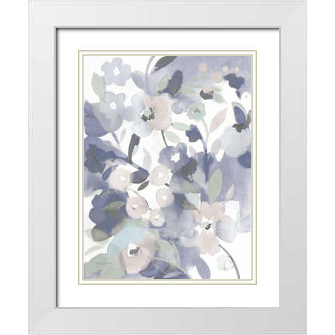 Jewel Garden II Blue White Modern Wood Framed Art Print with Double Matting by Nai, Danhui