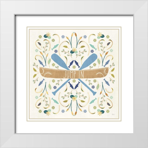 Otomi Lake III White Modern Wood Framed Art Print with Double Matting by Charron, Veronique