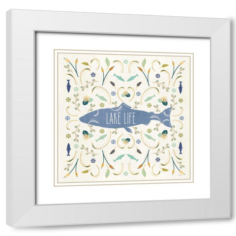 Otomi Lake V White Modern Wood Framed Art Print with Double Matting by Charron, Veronique