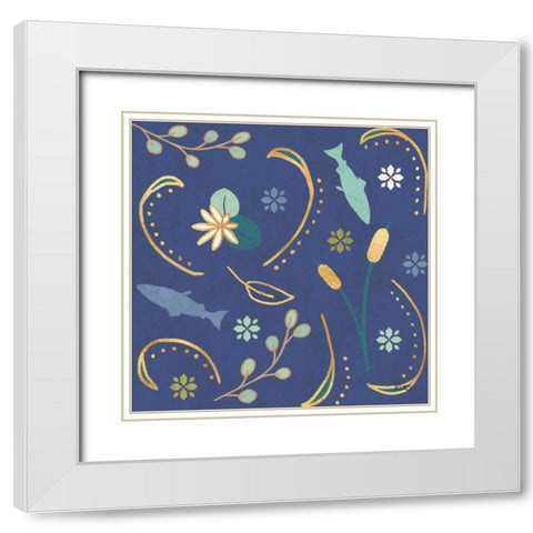 Otomi Lake Step 02B White Modern Wood Framed Art Print with Double Matting by Charron, Veronique
