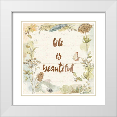 Woodland Wreath V Life White Modern Wood Framed Art Print with Double Matting by Grove, Beth