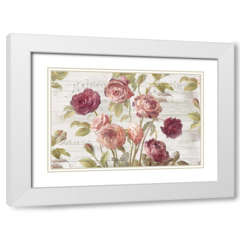 French Roses I White Modern Wood Framed Art Print with Double Matting by Nai, Danhui