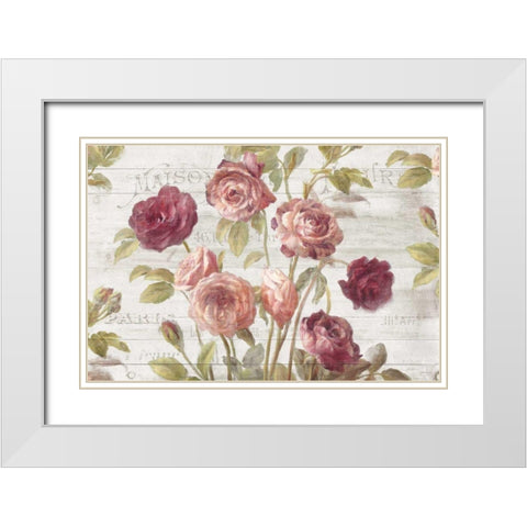 French Roses I White Modern Wood Framed Art Print with Double Matting by Nai, Danhui