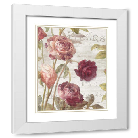 French Roses II White Modern Wood Framed Art Print with Double Matting by Nai, Danhui