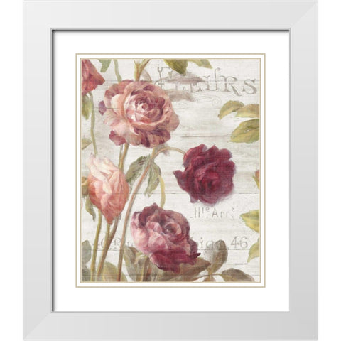 French Roses II White Modern Wood Framed Art Print with Double Matting by Nai, Danhui