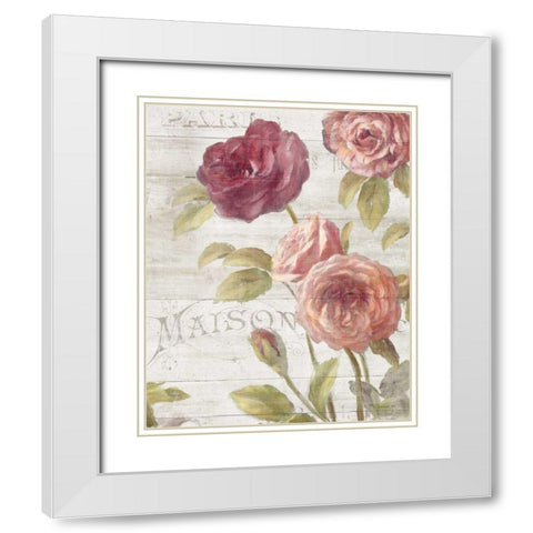 French Roses III White Modern Wood Framed Art Print with Double Matting by Nai, Danhui