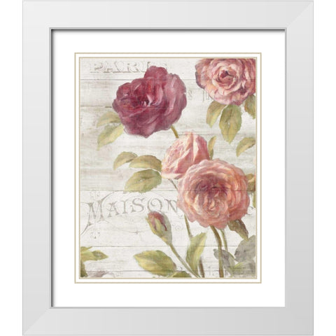 French Roses III White Modern Wood Framed Art Print with Double Matting by Nai, Danhui