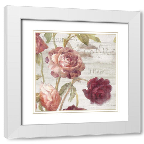 French Roses IV White Modern Wood Framed Art Print with Double Matting by Nai, Danhui